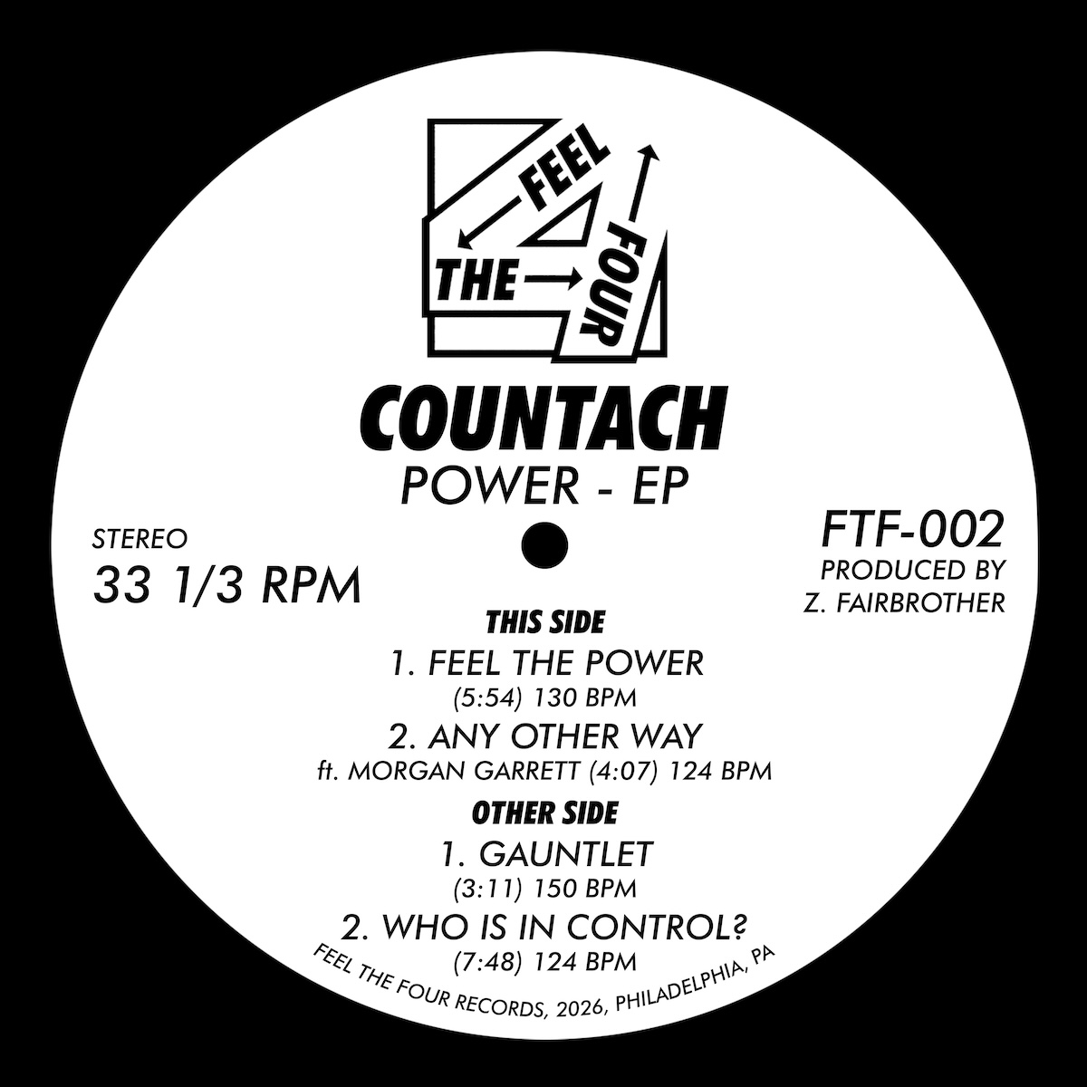 vinyl label for Countach - Power - EP - FTF-002